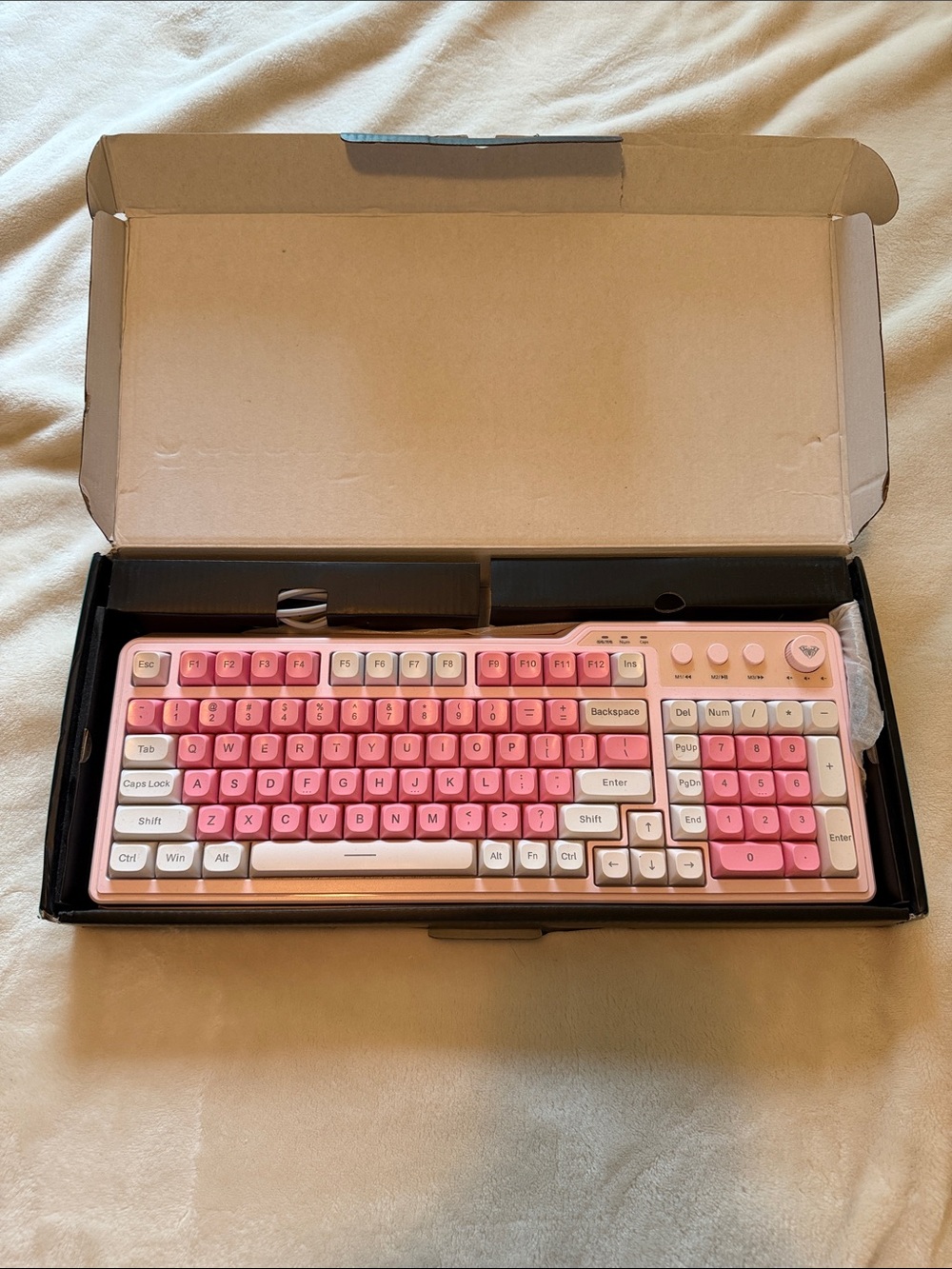 Pink Gradient Keyboard with Cream Accents and Backlights